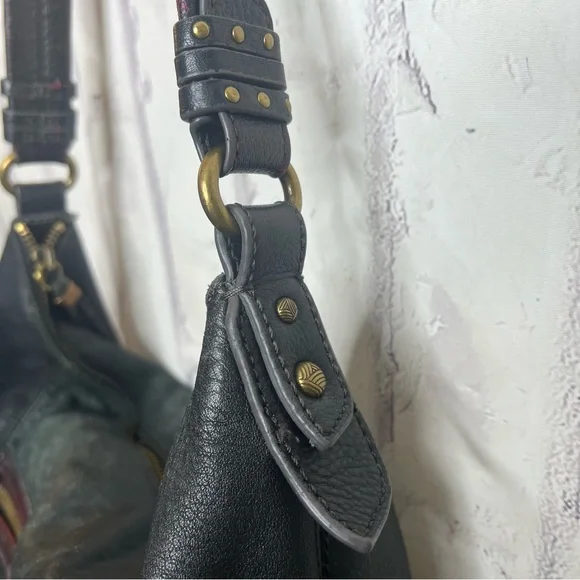 The Sak sequoia black gray leather hobo shoulder bag purse - Picture 3 of 10